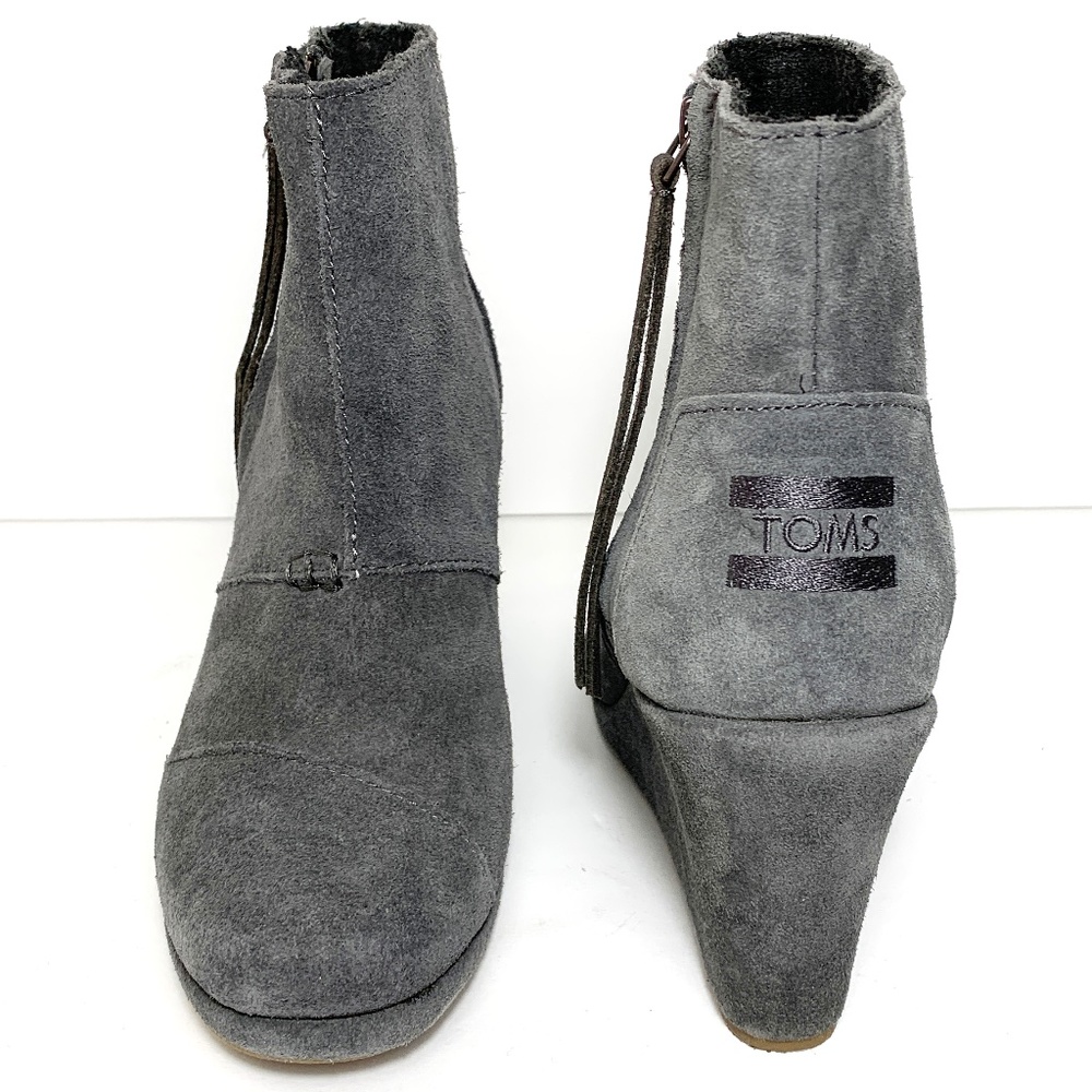 TOMS Grey Gray Heeled Ankle Boots Booties